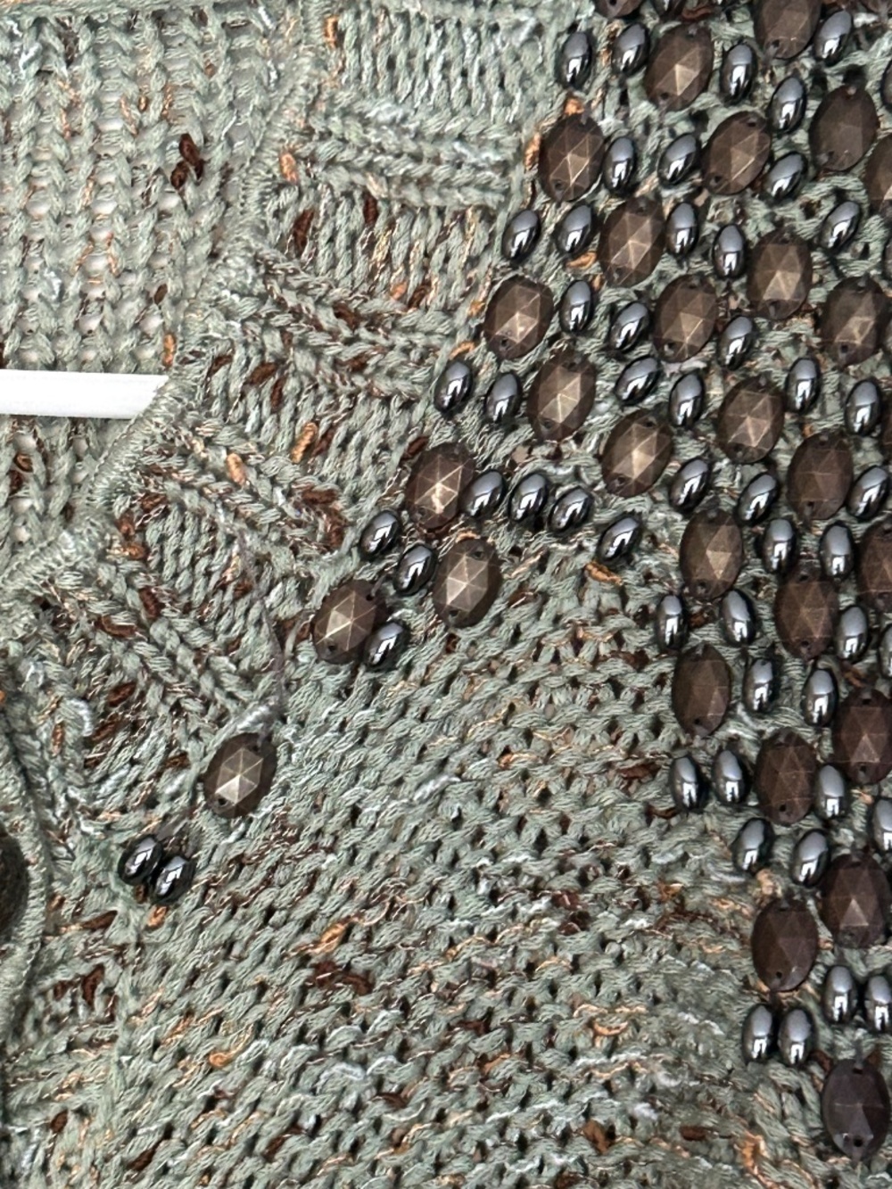 BCBG Maxazria Green Knit Cardigan Embellished Large Buttons - Picture 4 of 6